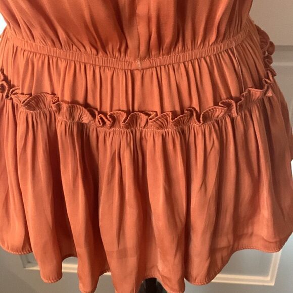 PHILOSOPHY GATHERED HALTER-NECK PEPLUM-TOP IN TERRACOTTA NWT - Picture 6 of 10